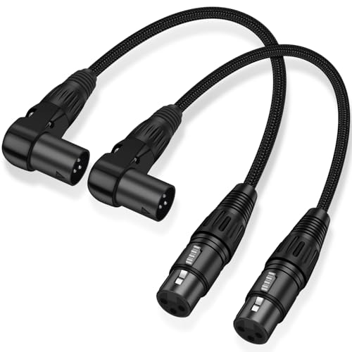 NCGGY Rechtwinkliges XLR-Kabel 0,3 m,2er-Pack Mikrofonkabel mit einstellbarem Winkel,X-LR-Stecker auf gerade XLR-Buchse,90 Grad XL-R-Stecker auf geraden X-LR-Adapter für Soundgeräte,Mischpult,Rekorder NCGGY Rechtwinkliges XLR-Kabel 0,3 m,2er-Pack Mikrofonkabel mit einstellbarem Winkel,X-LR-Stecker auf gerade XLR-Buchse,90 Grad XL-R-Stecker auf geraden X-LR-Adapter für Soundgeräte,Mischpult,Rekorder von NCGGY