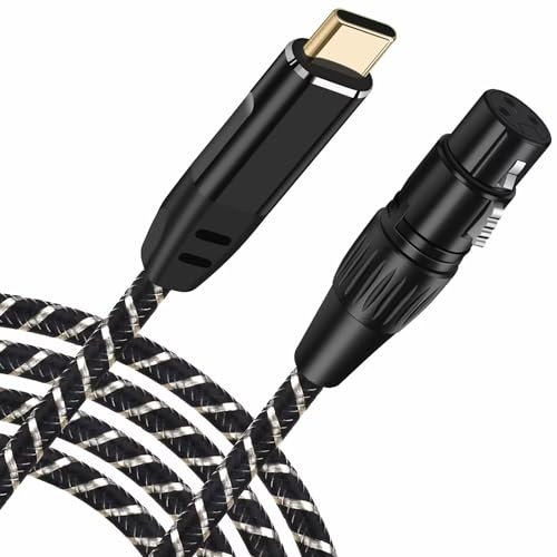 NCGGY USB C auf XLR-Mikrofon-Audiokabel,2m USB C auf XLR-Buchse, Mikrofonkabel für Audioaufnahmen, dynamisches Mikrofon, kompatibel mit i-Phone 15/15 Plus/15 Pro/15 Pro Max, MacBook, Plug and Play von NCGGY