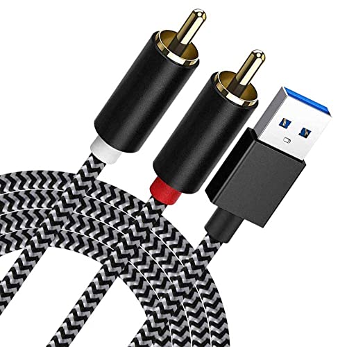 NCGGY USB zu RCA Kabel,1M USB 2.0 Stecker auf 2-Stecker RCA Audio Aux Kabel für PC, Stereo Y Splitter Klinkenadapter, kompatibel mit USB A Laptops, Windows, Desktops und anderen Geräten von NCGGY