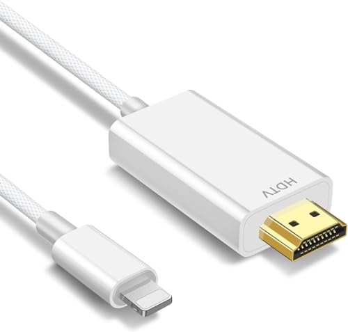 NCGGY lighting auf hdmi,2m Lighting-zu-HDMI-Konverter-Kabel-Adapter,zur Übertragung von i-Phone, i-Pad auf TV,HDMI-Anschlusskabel,iOS 11,12,13,14, YouTube-TV-Ausgang,HD-Auflösung 1080P, Plug and Play von NCGGY