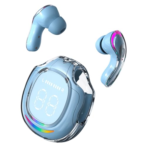 NCONCO Kabellose Mini-Ohrhörer, Bluetooth 5. 7,6 cm (3 Zoll), tiefer Bass, leichte Kopfhörer, integriertes Mikrofon, Touch-Steuerung, LED-Display, kabellose Kopfhörer mit Ladehülle von NCONCO