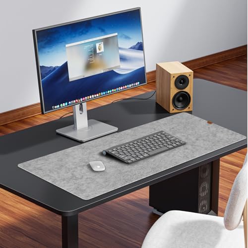 NCTNCX Schreibtischunterlage Filz BüRotisch Unterlage Rutschfeste Tischunterlage Schreibtisch Langlebig Tischmatte FüR BüRo,Homeoffice Felt Desk Mat (Hellgrau,80x40cm) von NCTNCX