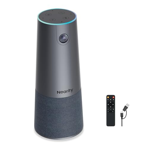 NEARITY C45 2K Videokonferenz-Webcam mit Mikrofon und Lautsprecher, All-in-One Webcam mit 4 Noise Cancelling Mikrofonen, 5X Zoom FHD Webcam AI Auto-Framing Plug-and-Play für Zoom/Teams/Google Meet von NEARITY