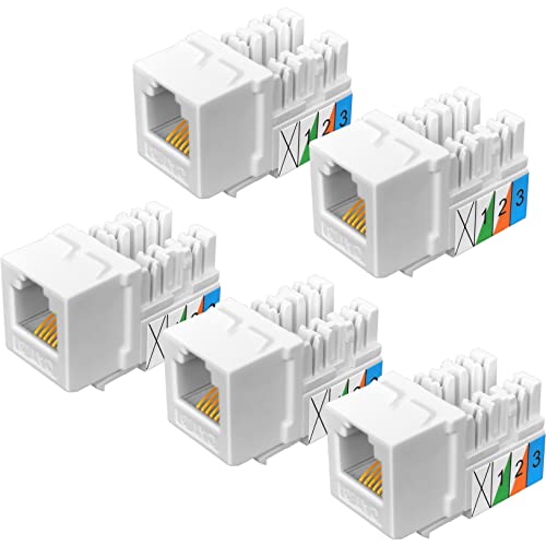NECABLES 5 Stück CAT3-Telefon-Keystone-Buchse, Telefon-Keystone-Buchse, Punch-Down-Typ 110 IDC auf RJ11/RJ12 6P6C Buchse, Weiß NECABLES 5 Stück CAT3-Telefon-Keystone-Buchse, Telefon-Keystone-Buchse, Punch-Down-Typ 110 IDC auf RJ11/RJ12 6P6C Buchse, Weiß von NECABLES
