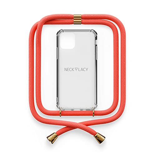 NECKLACY® - Die Premium Handykette für Apple iPhone 12 Pro Max in Coral Reef | transparente Handyhülle mit hochwertiger Kordel zum Umhängen - Smartphone Crossbody Case von NECKLACY