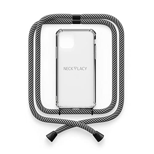 NECKLACY® - Die Premium Handykette für Apple iPhone 12 Pro Max in Glow in The Dark | transparente Handyhülle mit hochwertiger Kordel zum Umhängen - Smartphone Crossbody Case von NECKLACY