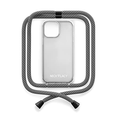 NECKLACY® - Die Premium Handykette für Apple iPhone 14 Pro Max in Glow in The Dark | transparente Handyhülle mit hochwertiger Kordel zum Umhängen - Smartphone Crossbody Case von NECKLACY