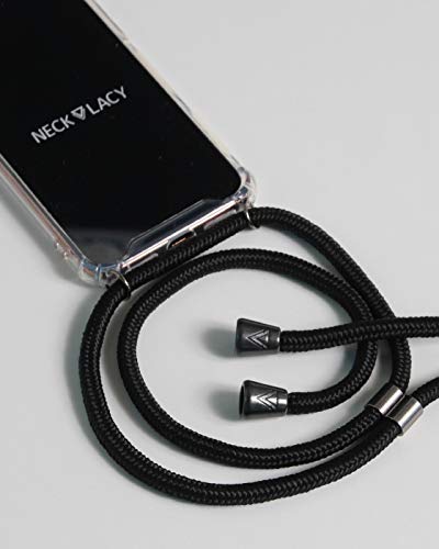 NECKLACY Handykette Handyhülle zum umhängen - für Samsung Galaxy A40 - Case / Handyhülle mit Band zum umhängen - Trageband Hals mit Kordel - Smartphone Necklace, All Black von NECKLACY