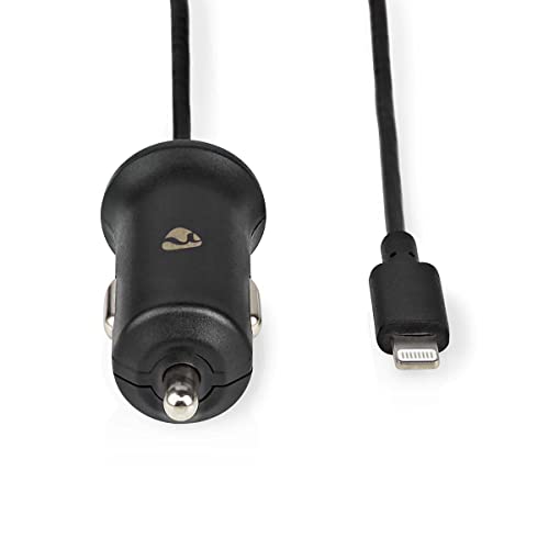 Auto-Ladegerät - 12 W - 1x 2.4 A - Anzahl der Ausgänge: 1 - Lightning 8-Pin (Fixed) Kabel - 1.00 m - Single Voltage Output von NEDIS