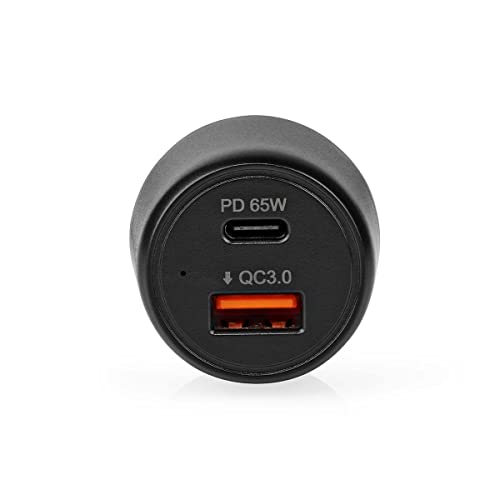 Auto-Ladegerät - 65 W - 2.0/3.0/3.25 A - Anzahl der Ausgänge: 2 - Port Type: USB-A/USB-C - Automatische Spannungswahl von NEDIS