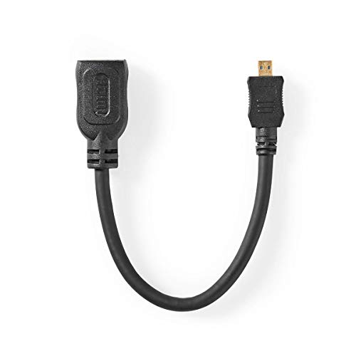 High Speed HDMIT Cable with Ethernet | HDMIT Micro Connector | HDMIT Output | 4K@30Hz | 10.2 Gbps | 0.20 m | Round | ABS / PVC | Black | Tag von NEDIS