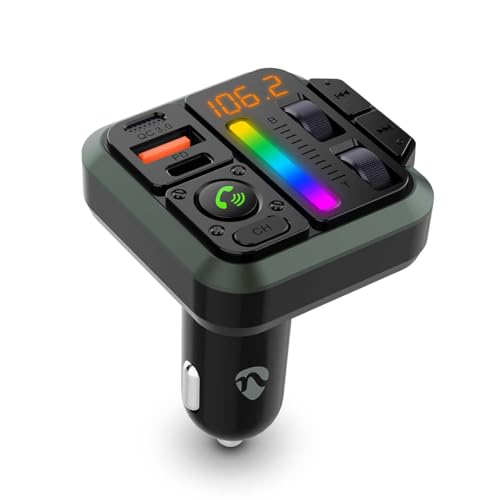 Kfz Audio FM Transmitter - Fest - freisprechend - 1" - Amber Screen - Bluetooth - PD 18 W/PD 24 W - Schnellladung - Bass Boost - Google Assistant/Siri - Schwarz Kfz Audio FM Transmitter - Fest - freisprechend - 1" - Amber Screen - Bluetooth - PD 18 W/PD 24 W - Schnellladung - Bass Boost - Google Assistant/Siri - Schwarz von NEDIS