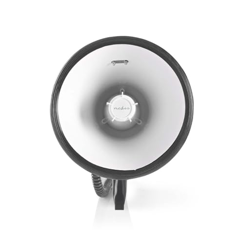 Megaphon - Maximale Reichweite: 1500 m - max. Lautstärke-Regler: 120 dB - Abnehmbares Mikrofon - Eingebaute Sirene - Aufnahmefunktion - USB Wiedergabe - Schulterriemen - Schwarz/Weiss von NEDIS