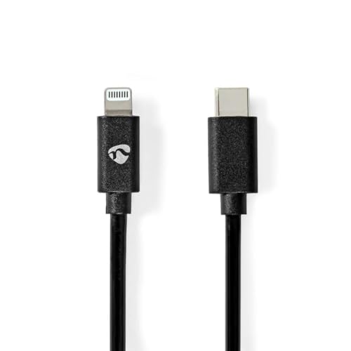 NEDIS CCGP39650BK20 Lightning Kabel | USB 2.0 | Apple Lightning 8-Pin | USB-C™ Stecker | 480 Mbps | Vernickelt | 2.00 m | Rund | PVC | Schwarz | Umschlag von NEDIS