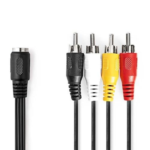 NEDIS DIN-Audio-Kabel | DIN 5-Pin Buchse | 4x RCA Stecker | Vernickelt | 0.20 m | Rund | PVC | Schwarz | Label von NEDIS