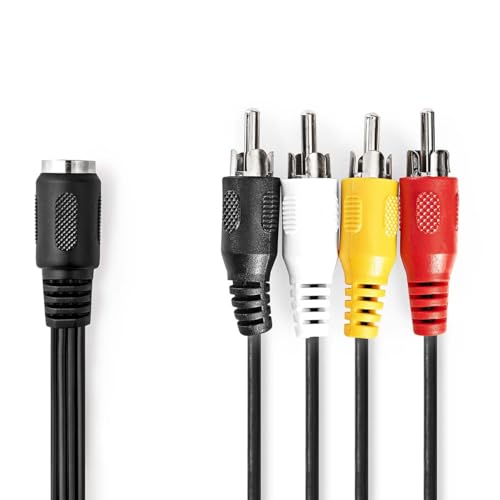 Nedis DIN-Audio-Kabel | DIN 5-Pin Buchse | 4x RCA Stecker | Vernickelt | 0.20 m | Rund | PVC | Schwarz | Label Nedis DIN-Audio-Kabel | DIN 5-Pin Buchse | 4x RCA Stecker | Vernickelt | 0.20 m | Rund | PVC | Schwarz | Label von NEDIS