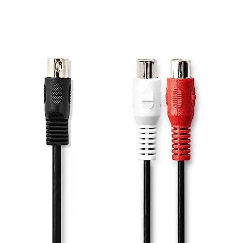 Nedis DIN-Audio-Kabel | DIN 5-Pin Stecker | 2x Cinch Buchse | Vernickelt | 0.20 m | rund | PVC | Schwarz | Plastikbeutel von NEDIS
