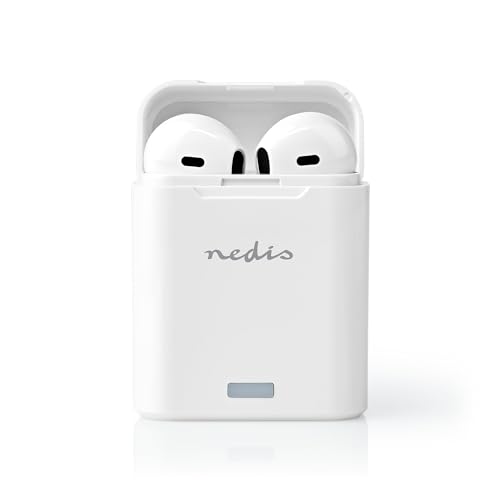 NEDIS - Drahtloser Ohrhörer - Bluetooth 5.0-3 Stunden Wiedergabezeit - Sprachsteuerung - mit Ladetasche - Weiß, one-Size von NEDIS