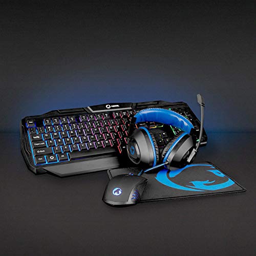 NEDIS - Gaming-Combo-Kit - 4-in-1 - Tastatur, Headset, Maus und Mousepad - 5 V 0.5 A - Rechtshändig - 6 Knöpfe - Operating System Windows - USB - 1200/1600 / 2000/3200 DPI- Deutsches Layout von NEDIS