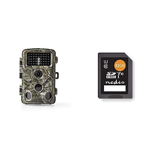 NEDIS | HD-Wildkamera | 16-5 MP CMOS | 108 ° Blickwinkel - 20 m Bewegungserkennung | Grün-Braun + Speicherkarte | SDHC | Schreibegeschwindigkeit: 80 MB/s | Lesegeschwindigkeit: 45 MB/s | UHS-I 32 GB von NEDIS