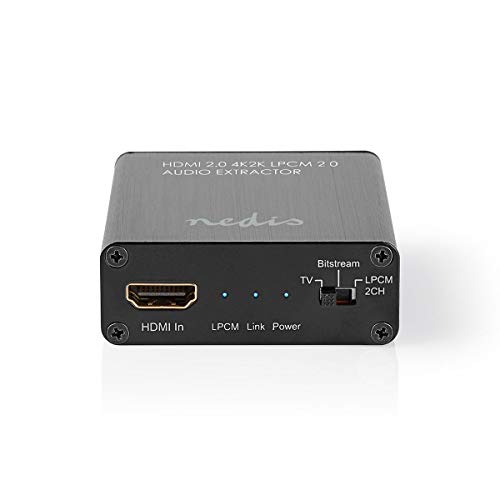 NEDIS HDMI-Audio-Extractor - Digital und Stereo - 1x HDMI-Eingang - 1x HDMI-Ausgang - Toslink - Schwarz, VEXT3470AT von NEDIS