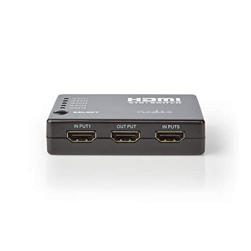 NEDIS HDMI Schalter | 3-Port | 4X HDMI Ausgang | 1x HDMI Ausgang | 1080p | 3.4 Gbps | ABS | Schwarz, 5-Port, VSWI3455BK von NEDIS