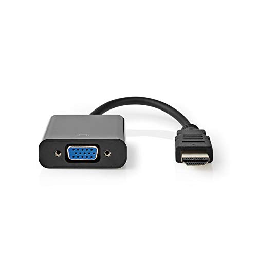 NEDIS HDMI - VGA Adapterkabel, HDMI Stecker - VGA Buchse + 3,5 mm Ausgang, schwarz, 0,2m von NEDIS