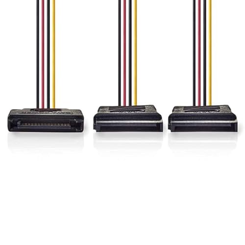 NEDIS Interne Stromkabel | SATA 15-Pin Stecker | 2x SATA 15-Pin-Buchse | Vergoldet | 0.15 m | Rund | PVC | Mehrfarbig | Box von NEDIS