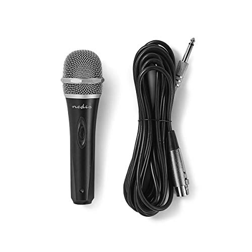 NEDIS Kabelgebundenes Mikrofon - Cardioid - Abnehmbares Kabel - 5.00 m - 50 Hz - 15 kHz - 600 Ohm - -72 dB - EIN-/Ausschalter - Travel Case enthalten - Metall - Grau/Schwarz von NEDIS