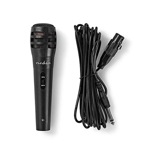 NEDIS Kabelgebundenes Mikrofon Cardioid Abnehmbares Kabel 5.00 m 80 Hz 12 kHz 600 Ohm -75 dB EIN-/Ausschalter ABS/Aluminium Schwarz 5.00 m Schwarz MPWD15BK von NEDIS