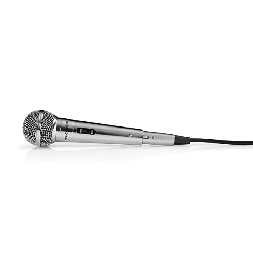 NEDIS Kabelgebundenes Mikrofon - Cardioid - Abnehmbares Kabel - 5.00 m - 80 Hz - 13 kHz - 600 Ohm - -72 dB - EIN-/Ausschalter - Metall - Silber von NEDIS