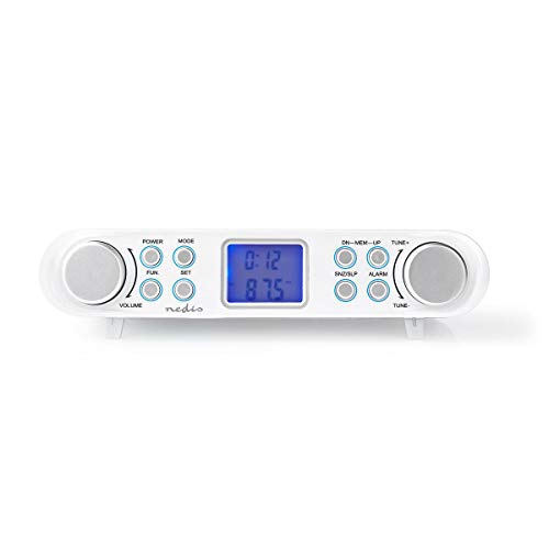 NEDIS Küche Radio FM-Radio | Unterschrank-Radio | 30 voreingestellte Sender | Display mit automatischem Dimmer | Weiß Silber/Weiss 1.40 m, RDFM4000WT von NEDIS