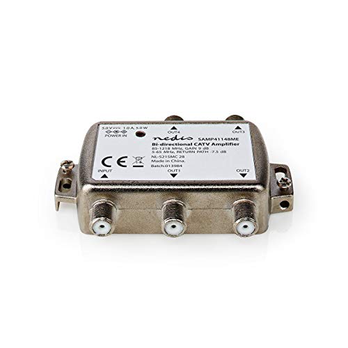 NEDIS SAMP41148ME CATV-Verstärker | Verstärkung 9 dB | 85-1218 MHz | Anzahl der Ausgänge 4 | Rückweg | Silber von NEDIS