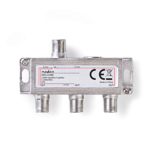 NEDIS Satelliten-Splitter | 5-2400 MHz | Einführungsverlust: 10.5 dB | Anzahl der Ausgänge: 3 | 75 Ohm | Zink Silber von NEDIS