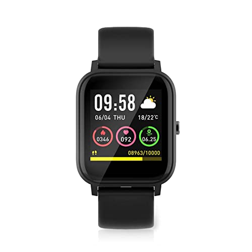 NEDIS SmartLife - Smartwatch - LCD-Anzeige - IP68 - Maximale Betriebszeit: 7200 min - mit Schrittzähler - Stilvolles und leichtes Design - Kompatibel mit Android & IOS BTSW002BK Schwarz von NEDIS