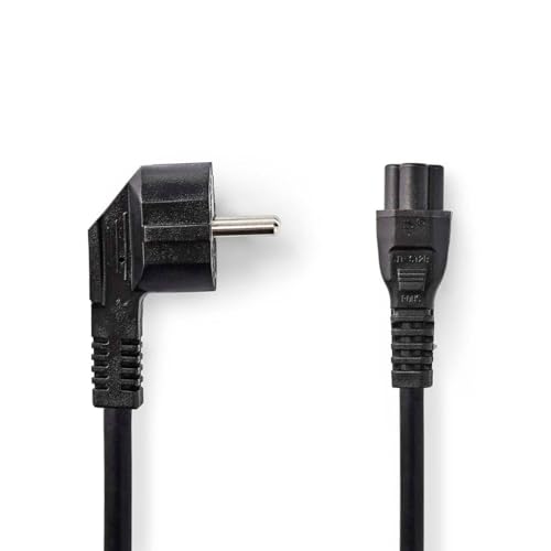 NEDIS Stromkabel | Schutzkontaktstecker | IEC-320-C5 | abgewinkelt | gerade | Vernickelt | 2.00 m | rund | PVC | Schwarz | Plastikbeutel von NEDIS