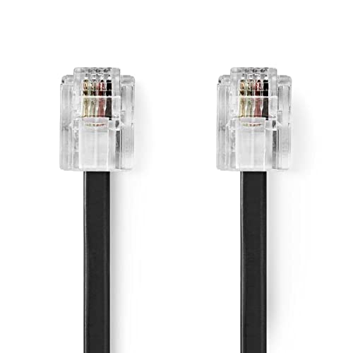 NEDIS Telefonkabel | RJ11 (6P4C) Stecker | RJ11 (6P4C) Stecker | Kabeldesign: Flach | Kabeltyp: RJ11 10.0 m Transparent/Schwarz von NEDIS