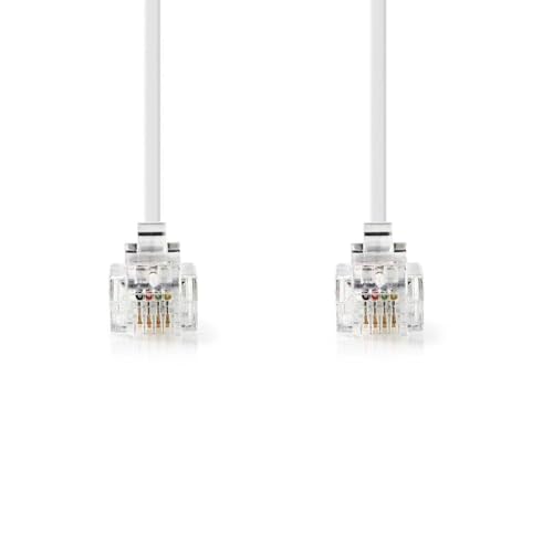 NEDIS Telefonkabel | RJ11 Stecker | RJ11 Stecker | 10.0 m | Kabeldesign: Flach | Beschichtung: Vergoldet | Kabeltyp: RJ11 | Weiss von NEDIS