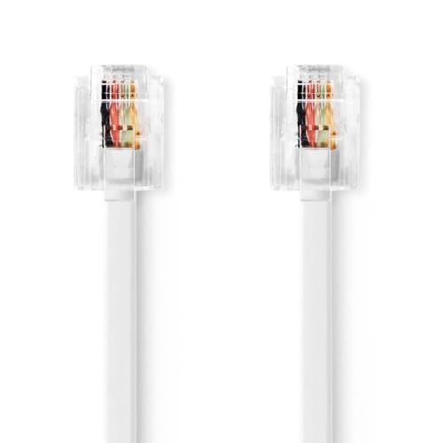 Nedis Telefonkabel - RJ11 Stecker - RJ11 Stecker - 2.00 m - Kabeldesign: Flach - Beschichtung: Vergoldet - Kabeltyp: RJ11 - Weiss von NEDIS