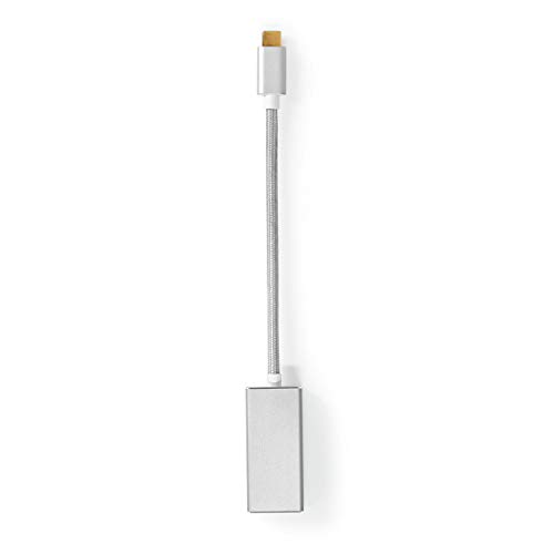 NEDIS USB Adapter | USB 3.2 Gen 1 | USB-C ™ Stecker | DisplayPort Buchse | 5 Gbit/s | 0,20 m | rund | vergoldet | Nylon/geflochten | Silber | Fensterbox von NEDIS