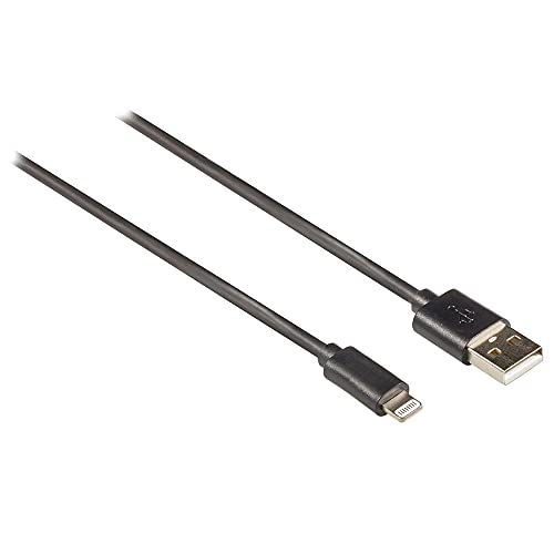 NEDIS USB-Kabel | USB 2.0 | Apple Lightning 8-Pin | USB-A Stecker | 480 Mbps | 12 W | Vernickelt | rund | PVC | Box 1.00 m Schwarz von NEDIS