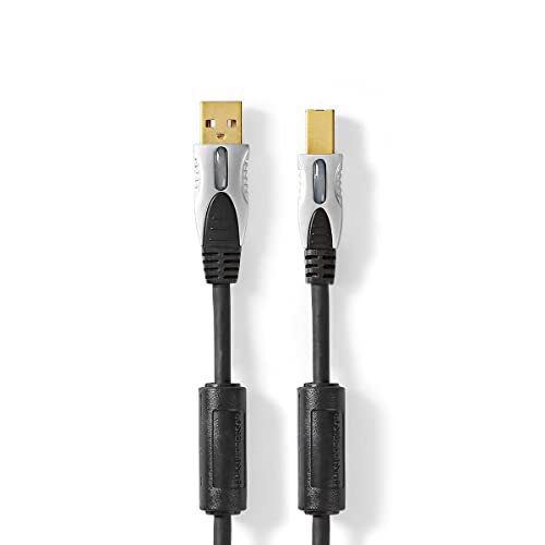 NEDIS - USB-Kabel - USB 2.0 - USB-A/B Stecker - 480 Mbps - Vergoldet - 5 m - rund - PVC - Anthrazit von NEDIS