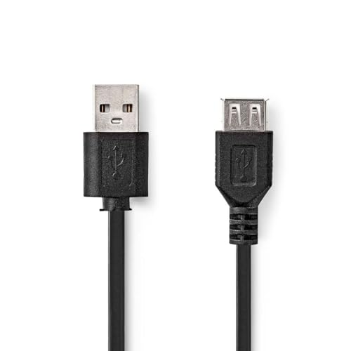 NEDIS USB-Kabel | USB 2.0 | USB-A Stecker | USB-A Buchse | 480 Mbps | Vernickelt | 1.00 m | Rund | PVC | Schwarz | Label von NEDIS