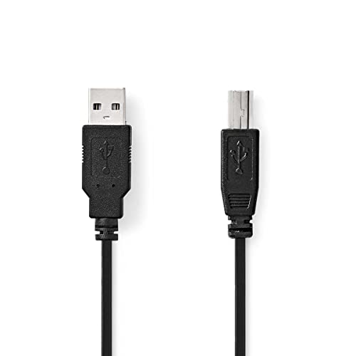 NEDIS USB-Kabel | USB 2.0 | USB-A Stecker | USB-B Stecker | 480 Mbps | vernickelt | 1,00 m | Rund | PVC | Schwarz | Polybag 3,00 m 3,00 m von NEDIS