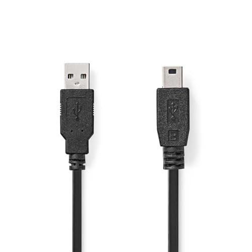 Nedis USB-Kabel - USB 2.0 - USB-A Stecker - USB Mini-B 5 pin Stecker - 480 Mbps - Vernickelt - 1.00 m - Rund - PVC - Schwarz - Box von NEDIS