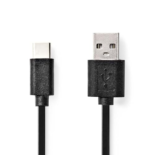 NEDIS USB-Kabel | USB 2.0 | USB-A Stecker | USB-Typ-C ™ Stecker | 480 Mbps | 15 W | Vernickelt | 2.00 m | rund | PVC | Schwarz | Plastikbeutel von NEDIS