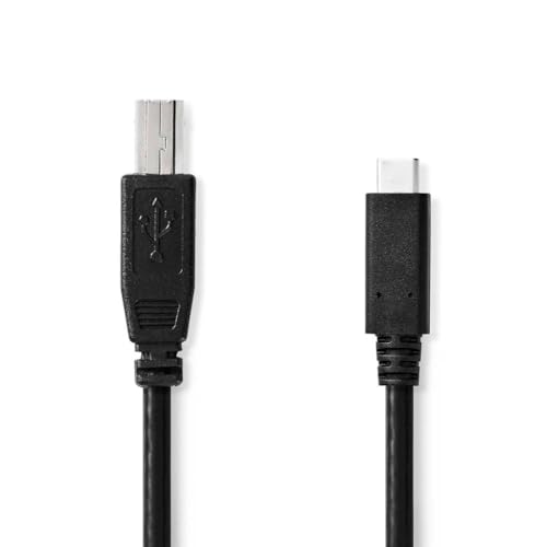 NEDIS USB-Kabel | USB 2.0 | USB-Typ-C ™ Stecker | USB-B Stecker | 480 Mbps | 15 W | Vernickelt | 1.00 m | rund | PVC | Schwarz | Plastikbeutel von NEDIS
