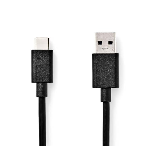 NEDIS USB-Kabel | USB 3.2 Gen 1 | USB-A Stecker | USB-Typ-C ™ Stecker | 5 Gbps | 15 W | Vernickelt | 1.00 m | rund | PVC | Schwarz | Plastikbeutel von NEDIS