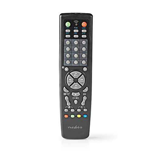 NEDIS Universal-Fernbedienung | Vorprogrammiert | 10 Geräte | Speichertasten/TV Guide-Taste | Infrarot | Schwarz Schwarz, TVRC2200BK von NEDIS