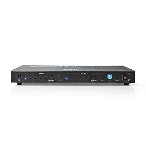 Nedis VMAT3482AT HDMI ™ Matrix Switch | 2X 4-Port | 4X HDMI™ Eingang | 1x Optisch S/PDIF / 2X 3.5 mm / 2X HDMI™ Ausgang | 4K@60Hz | 18 Gbps | ferngesteuert | Metall | Anthrazit von NEDIS